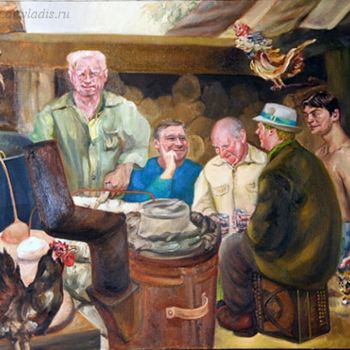 Картина под названием "В гостях у Давидыча" - Pavel Rosloff, Подлинное произведение искусства