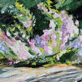 Картина под названием "Flowers by the road" - Pavel Rosloff, Подлинное произведение искусства, Масло