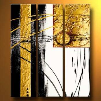 Painting titled "triptico blanco ocre" by Angie Rossel, Original Artwork