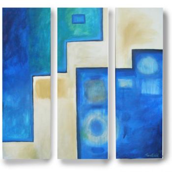 Painting titled "triptico azul-blanco" by Angie Rossel, Original Artwork
