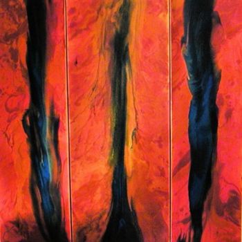Painting titled "rojo negro triptico" by Angie Rossel, Original Artwork