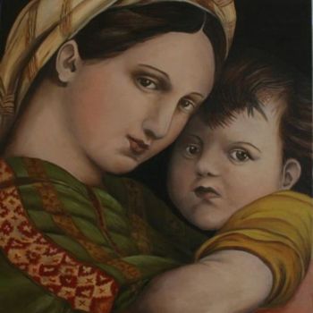 Pintura intitulada "Omaggio a Raffaello…" por Rossella Buscemi, Obras de arte originais, Óleo