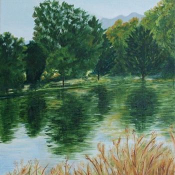 Painting titled "Lungo il fiume" by Rossella Buscemi, Original Artwork, Oil