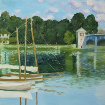 Painting titled "The bridget at Arge…" by Rossella Buscemi, Original Artwork, Oil