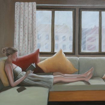 Peinture intitulée "Cuscini sul divano…" par Rossella Buscemi, Œuvre d'art originale, Huile