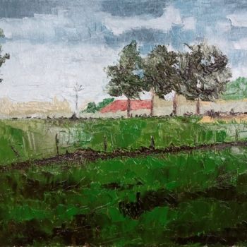 Painting titled "Paesaggio dipinto a…" by Rossella Buscemi, Original Artwork, Oil