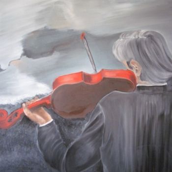 Pittura intitolato "Il suonatore di vio…" da Rossella Russo, Opera d'arte originale