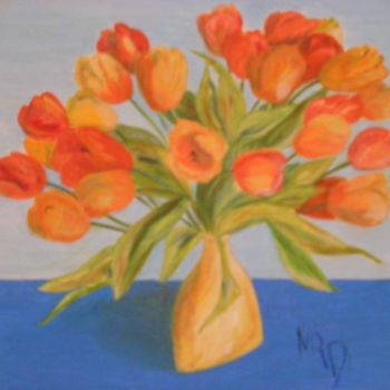Painting titled "Tulipes dans un vas…" by Michèle Rossetto, Original Artwork