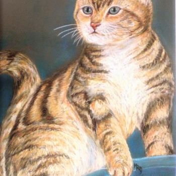 Schilderij getiteld "Le chat de Paola" door Michèle Rossetto, Origineel Kunstwerk