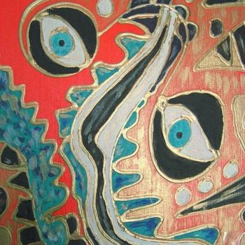 Peinture intitulée "Les yeux dans le ro…" par Michèle Rossetto, Œuvre d'art originale