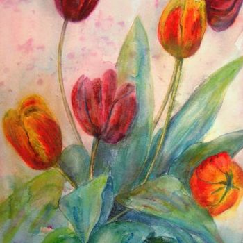 Картина под названием "Tulipes" - Michèle Rossetto, Подлинное произведение искусства