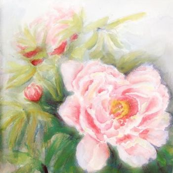 Painting titled "Pivoines" by Michèle Rossetto, Original Artwork