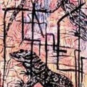 Pintura intitulada "Lézards" por Michèle Rossetto, Obras de arte originais, Óleo