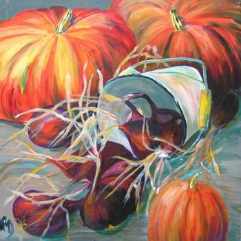 Pintura titulada "Citrouilles et oign…" por Michèle Rossetto, Obra de arte original