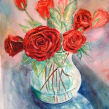 Pittura intitolato "les roses de Cathou" da Michèle Rossetto, Opera d'arte originale