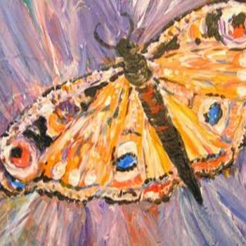 Painting titled "Un papillon" by Michèle Rossetto, Original Artwork
