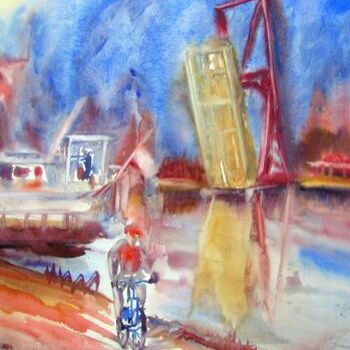 Painting titled "Pont basculant" by Michèle Rossetto, Original Artwork