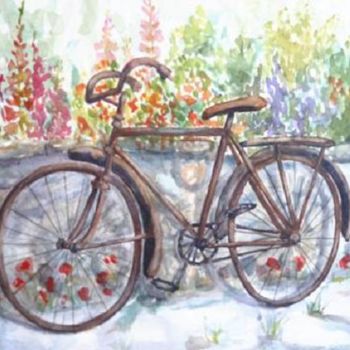 Pintura titulada "vieux vélo" por Michèle Rossetto, Obra de arte original