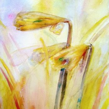 Painting titled "Jonquilles" by Michèle Rossetto, Original Artwork