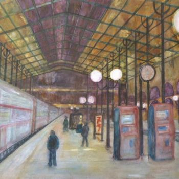 Pintura intitulada "Train de nuit" por Michèle Rossetto, Obras de arte originais