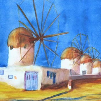 Peinture intitulée "Comme à Mykonos" par Michèle Rossetto, Œuvre d'art originale