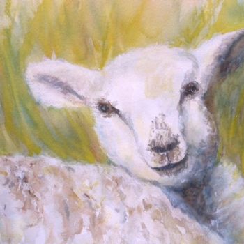 Pintura intitulada "agneau" por Michèle Rossetto, Obras de arte originais
