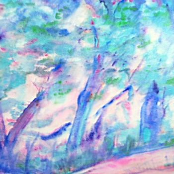 Pintura titulada "Forêt turquoise" por Michèle Rossetto, Obra de arte original