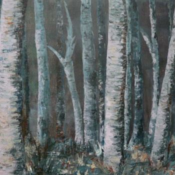 Painting titled "Forêt de bouleaux" by Michèle Rossetto, Original Artwork