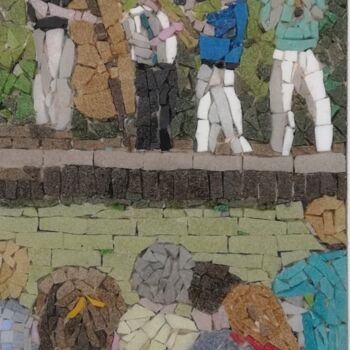 "Fête de la musique" başlıklı Heykel Philippe Rossi Mosaïste tarafından, Orijinal sanat, Mozaik Ahşap panel üzerine monte ed…