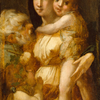 Peinture intitulée "The Holy Family wit…" par Rosso Fiorentino, Œuvre d'art originale, Huile