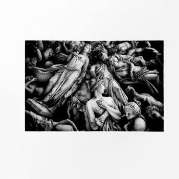 Dessin intitulée "The Fall Of The Gods" par Rostislaw Tsarenko, Œuvre d'art originale, Encre