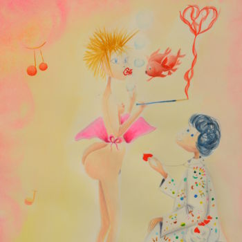 Pintura intitulada "Niké, la patiente" por Rosyline, Obras de arte originais, Aquarela