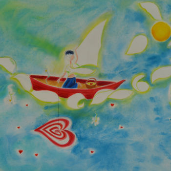 Desenho intitulada "Le petit pêcheur d'…" por Rosyline, Obras de arte originais