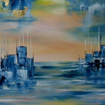 Painting titled "douceur-et-feuille-…" by Rosym, Original Artwork, Acrylic