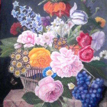 Картина под названием "les fleurs" - Schwarz Blume, Подлинное произведение искусства, Акрил
