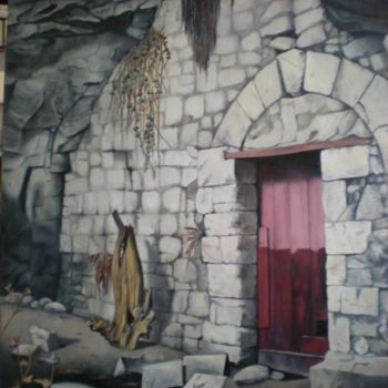 Painting titled "La Porte Rouge" by Daniele Bernades, Original Artwork