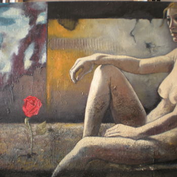 Painting titled "Rose tentatrice" by Daniele Bernades, Original Artwork