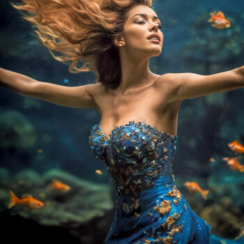 Цифровое искусство под названием "Underwater I" - Rouge De Joie, Подлинное произведение искусства, Изображение, сгенерирован…
