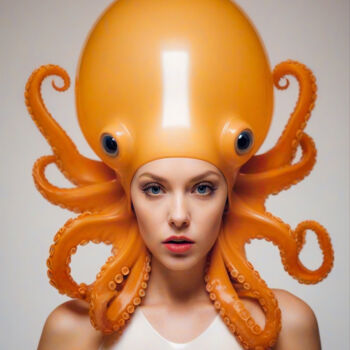 Arts numériques intitulée "Latex Octopus I" par Rouge De Joie, Œuvre d'art originale, Image générée par l'IA