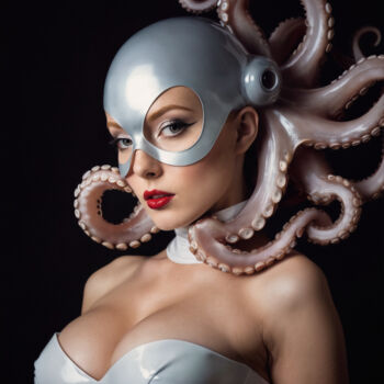 Digital Arts titled "Latex Masquerade VI" by Rouge De Joie, Original Artwork, AI generated image