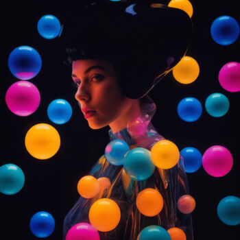 Arte digitale intitolato "Latex Bubbles Girl…" da Rouge De Joie, Opera d'arte originale, Immagine generata dall'IA