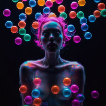 Digital Arts titled "Latex Bubbles Girl V" by Rouge De Joie, Original Artwork, AI generated image