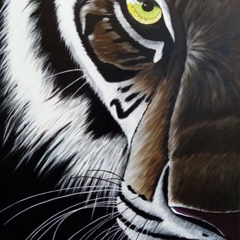 Malarstwo zatytułowany „L'oeil du tigre” autorstwa Stéphanie Roumiguié, Oryginalna praca, Akryl