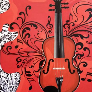 Pintura titulada "Violon / La musique…" por Stéphanie Roumiguié, Obra de arte original, Acrílico