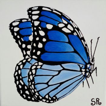 Pintura titulada "Papillon bleu 1" por Stéphanie Roumiguié, Obra de arte original, Acrílico