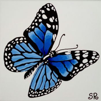 Pintura titulada "Papillon bleu 2" por Stéphanie Roumiguié, Obra de arte original, Acrílico