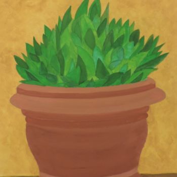 Schilderij getiteld "Plante en pot (Mona…" door Jean Daniel Rousseau, Origineel Kunstwerk, Acryl