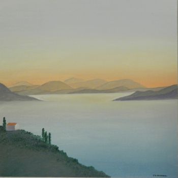 Pintura intitulada "Paysage vu de la te…" por Jean Daniel Rousseau, Obras de arte originais, Acrílico