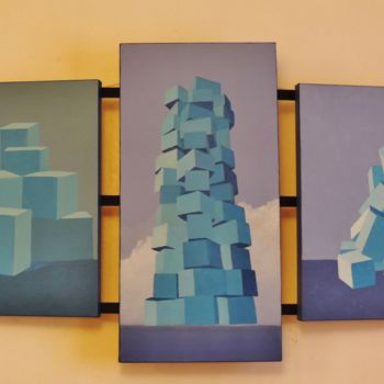 Malerei mit dem Titel "Triptyque cartons b…" von Jean Daniel Rousseau, Original-Kunstwerk, Acryl