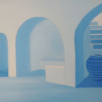 Painting titled "architecture bleue…" by Jean Daniel Rousseau, Original Artwork, Acrylic